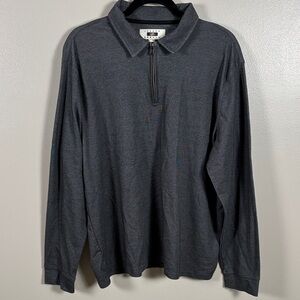 Joseph Abboud Charcoal Long Sleeve Quarter Zip Polo